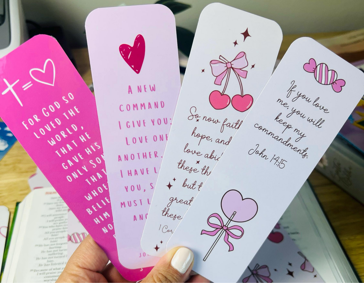 Love Bible Verse Bookmarks set of four