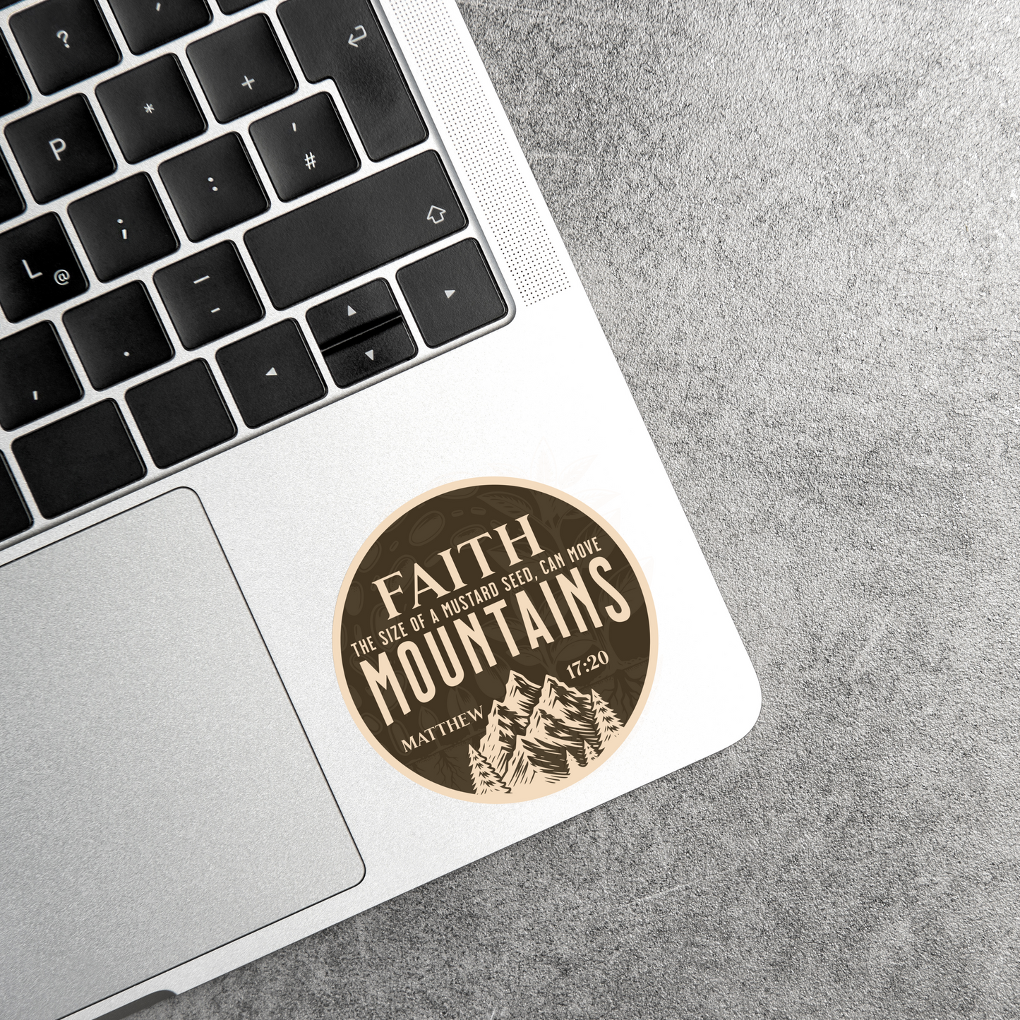 Christian 3-inch Faith Can Move Mountains Christian Sticker. ideal for laptops and outdoor use