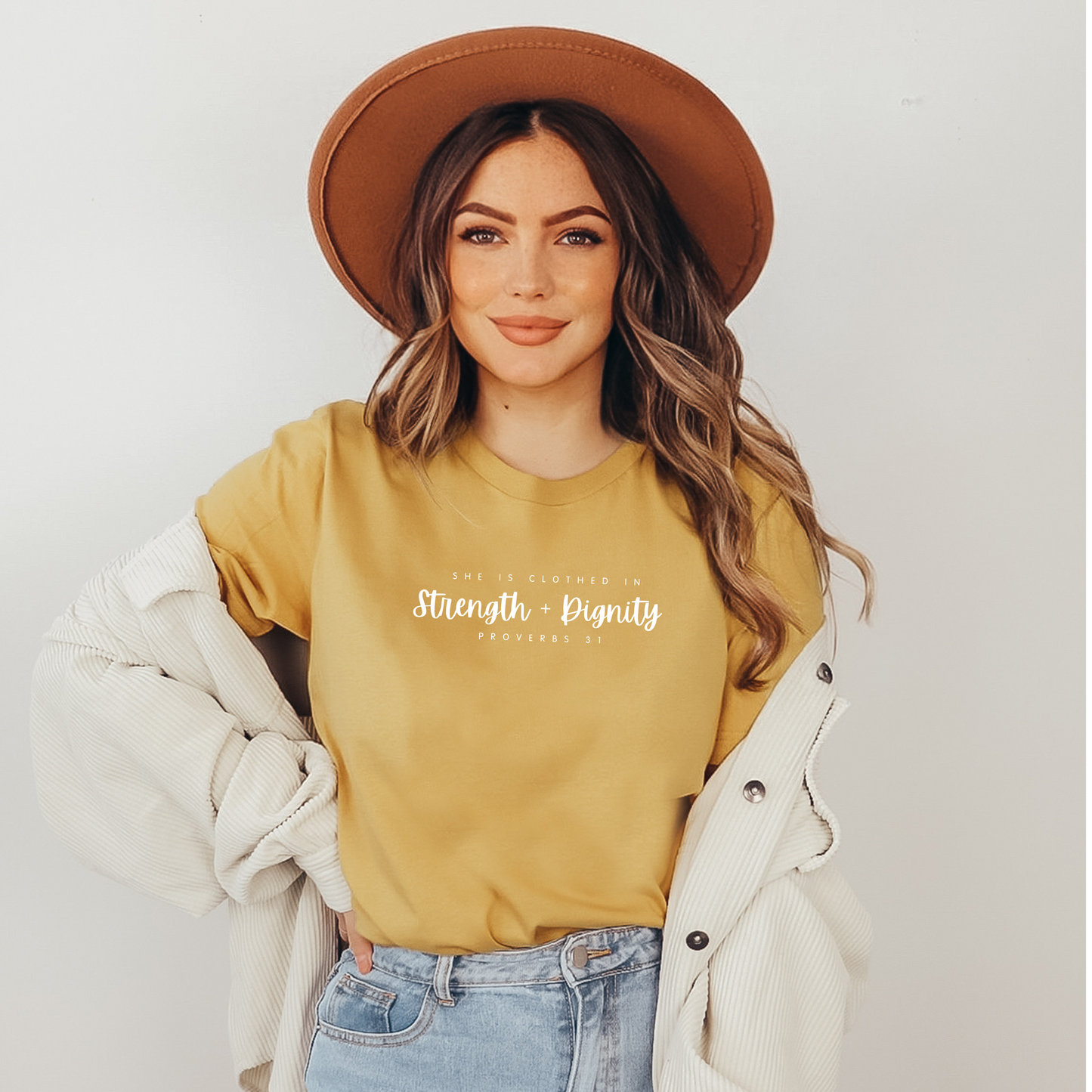 proverbs 31 shirt in mustard Heather color