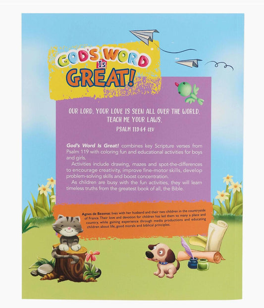 God’s word is great L Christian coloring and activity book for kids based on Proverbs