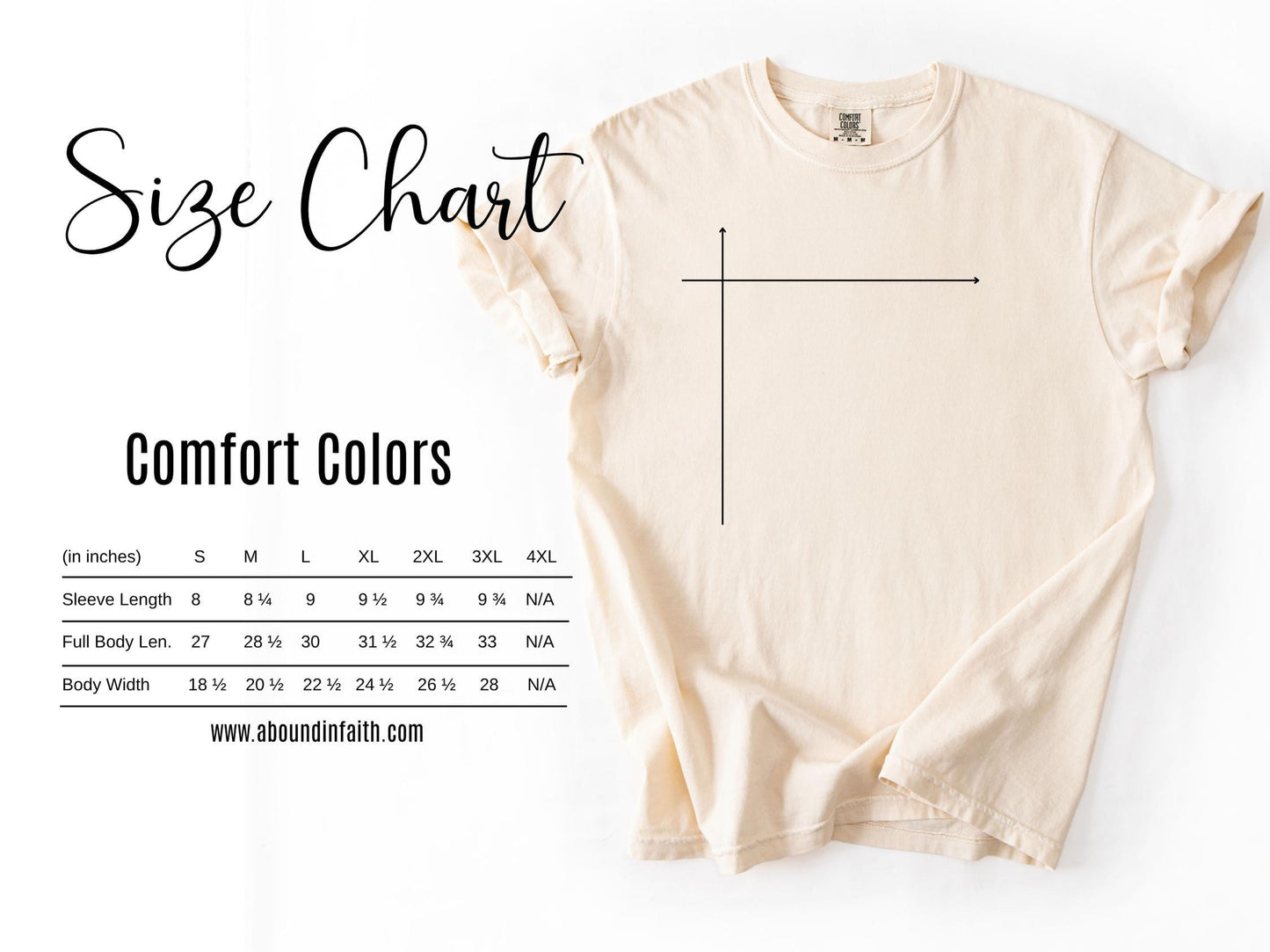 comfort color size chart unisex- abound in faith