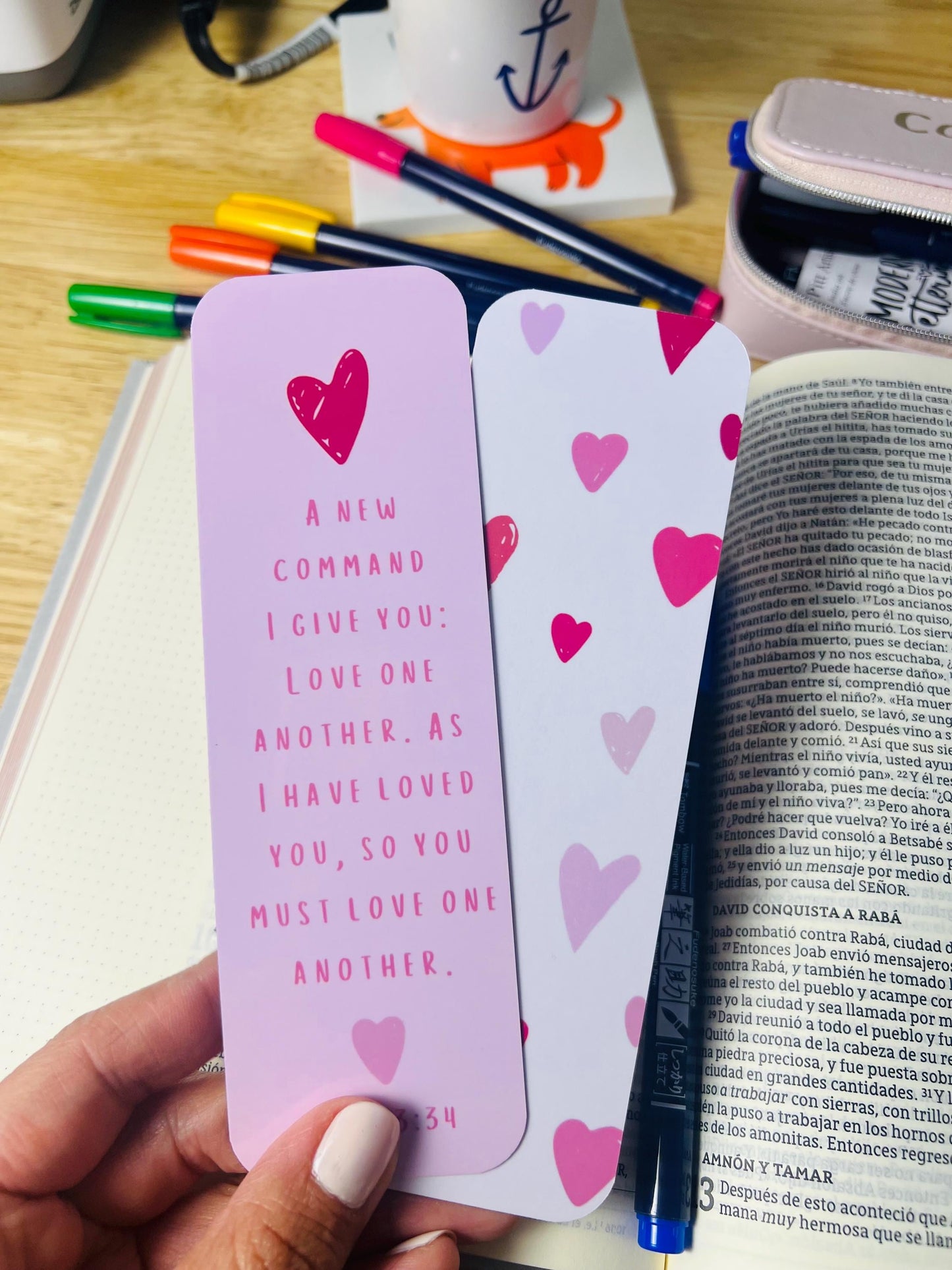 Love Bookmarks | Cherry and Bows, Hearts and Lollipop | Christian Bookmark Set | John 3 16, 1 Corinthians 13 13 | Book Lover Gift