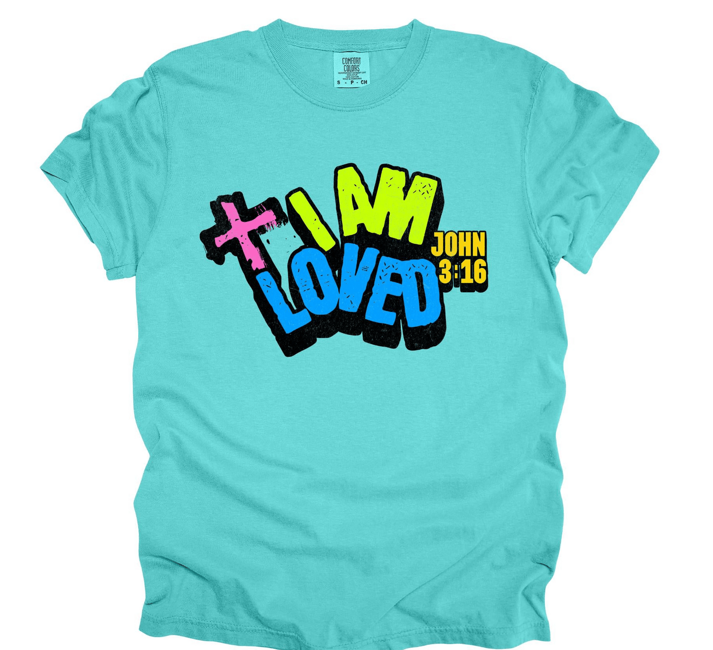 Aboundinfaith.com Kid’s Tshirt I Am Loved Kids Christian T-Shirt | John 3:16 Bible Verse Shirt
