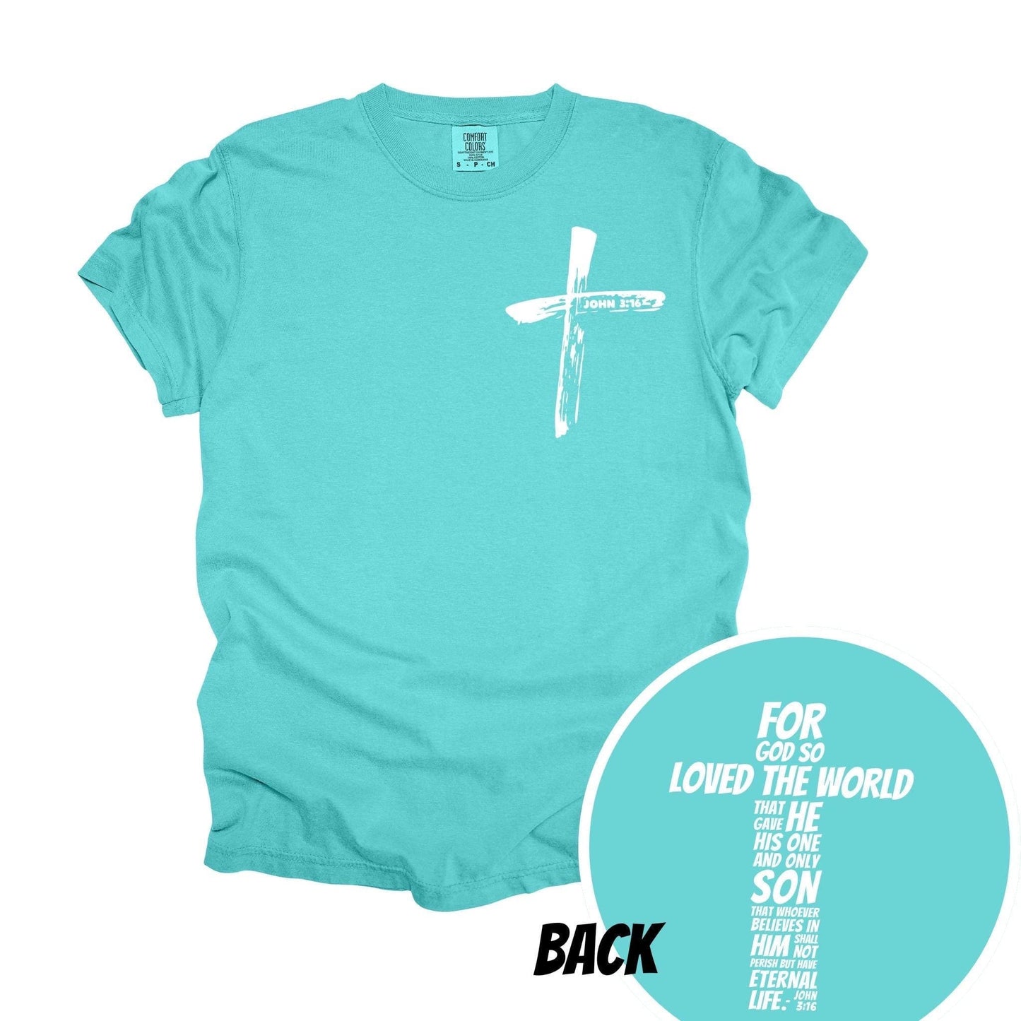 Aboundinfaith.com Kid’s Tshirt S / CC Lagoon Blue John 3:16 Kids Christian Shirt - 'For God So Loved The World'.