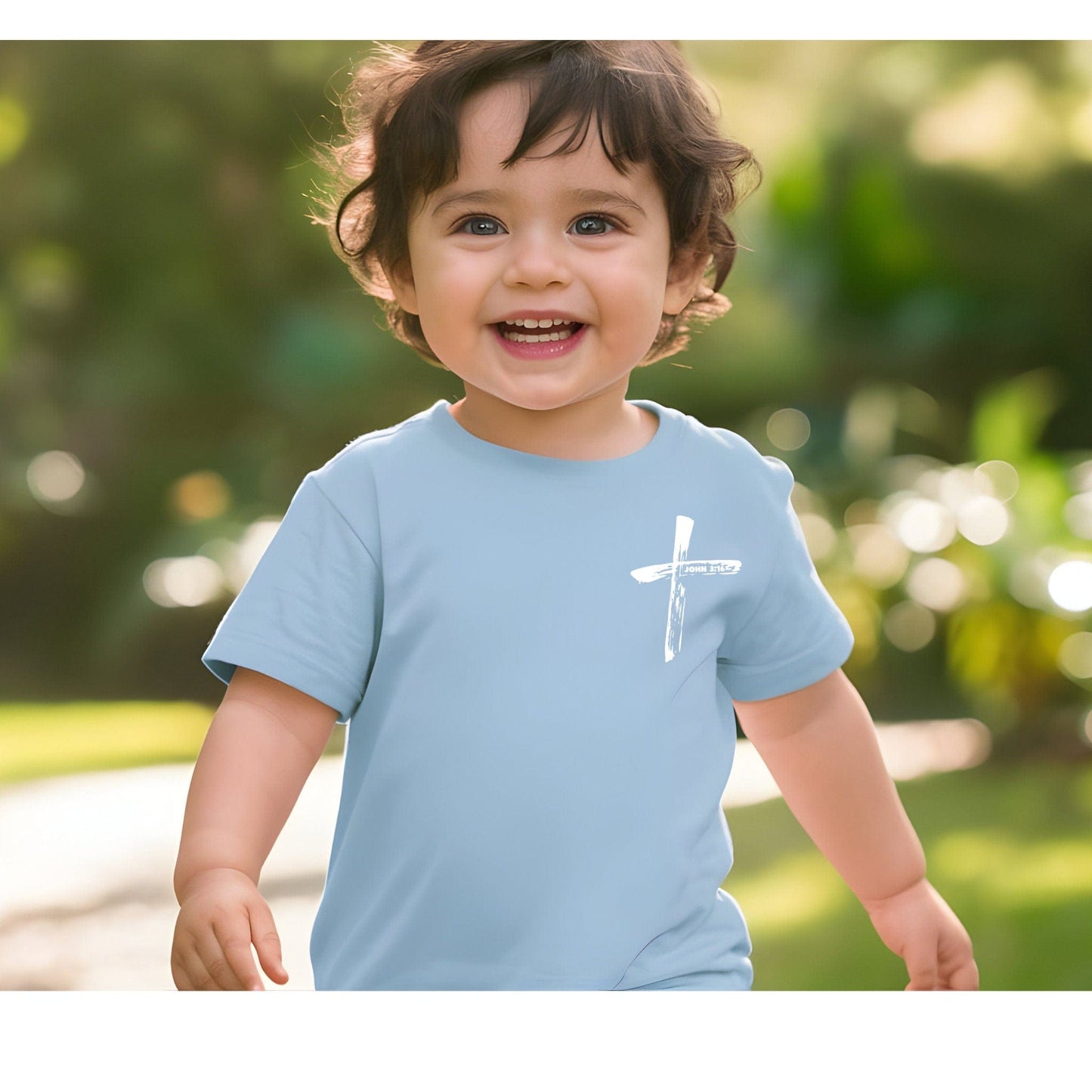 Aboundinfaith.com Kid’s Tshirt S / Light blue John 3:16 Kids Christian Shirt - 'For God So Loved The World'.