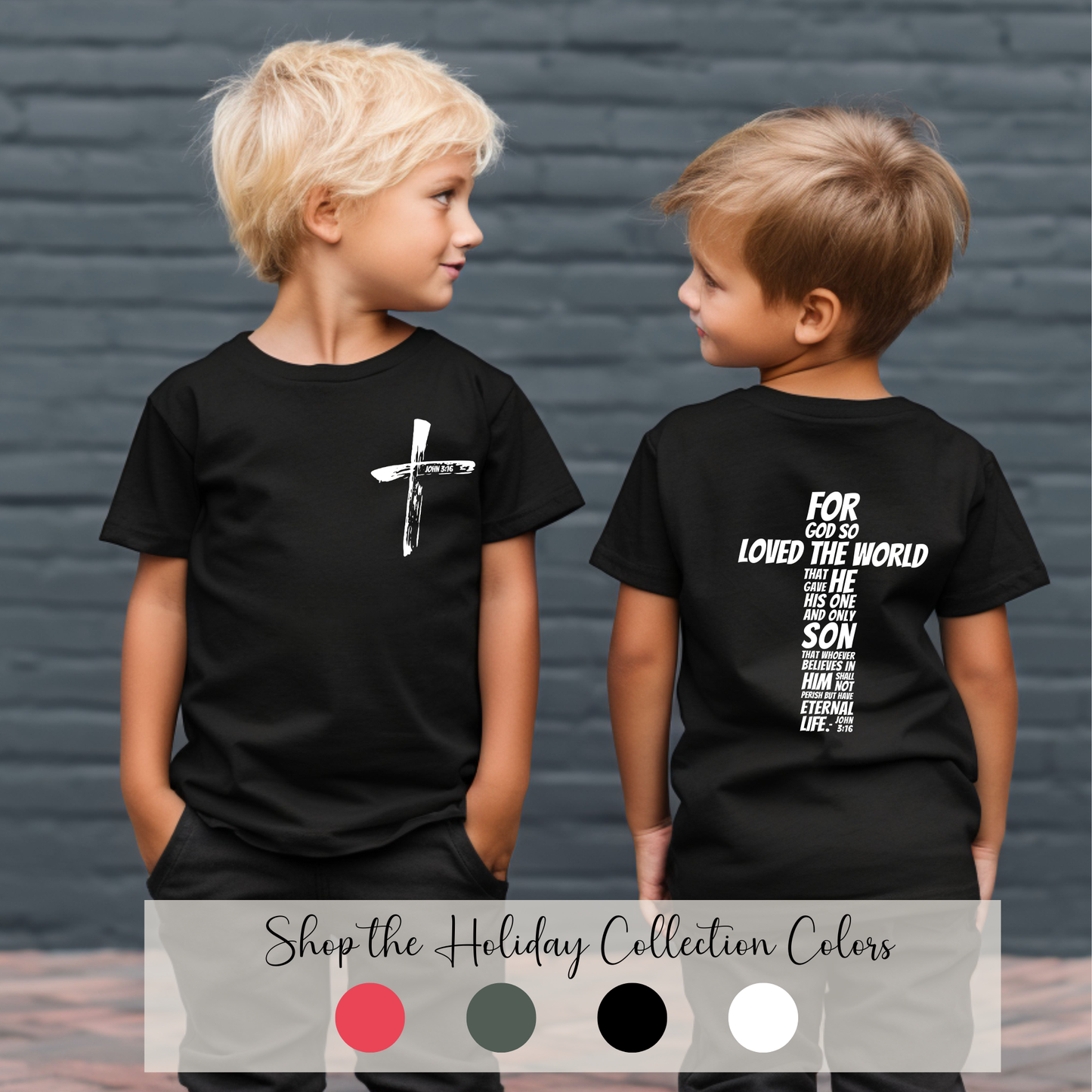 John 3:16 Kids Christian Shirt - 'For God So Loved The World'.