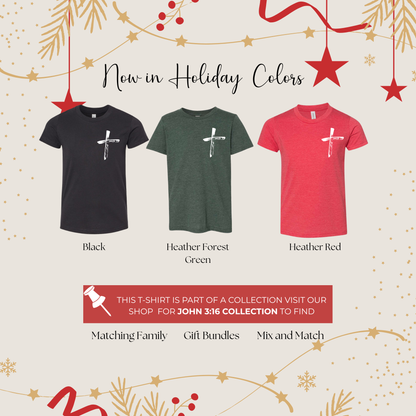 John 3:16 Kids Christian Shirt - 'For God So Loved The World'.