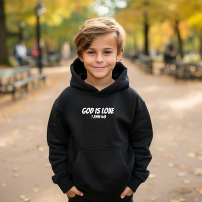 God is Love Sweatshirt with 1 John 4:8 Bible Verse in Black