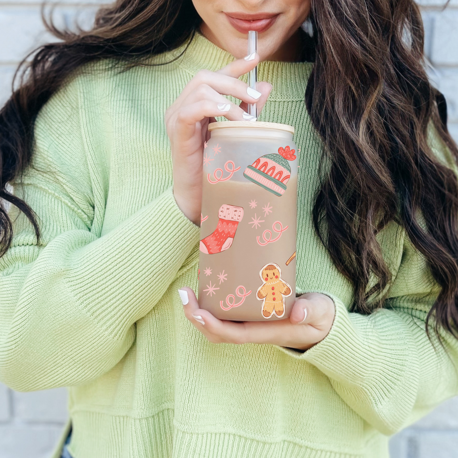 Sip in holiday style with our 16oz Christmas Glass Cup – perfect for cozy winter drinks