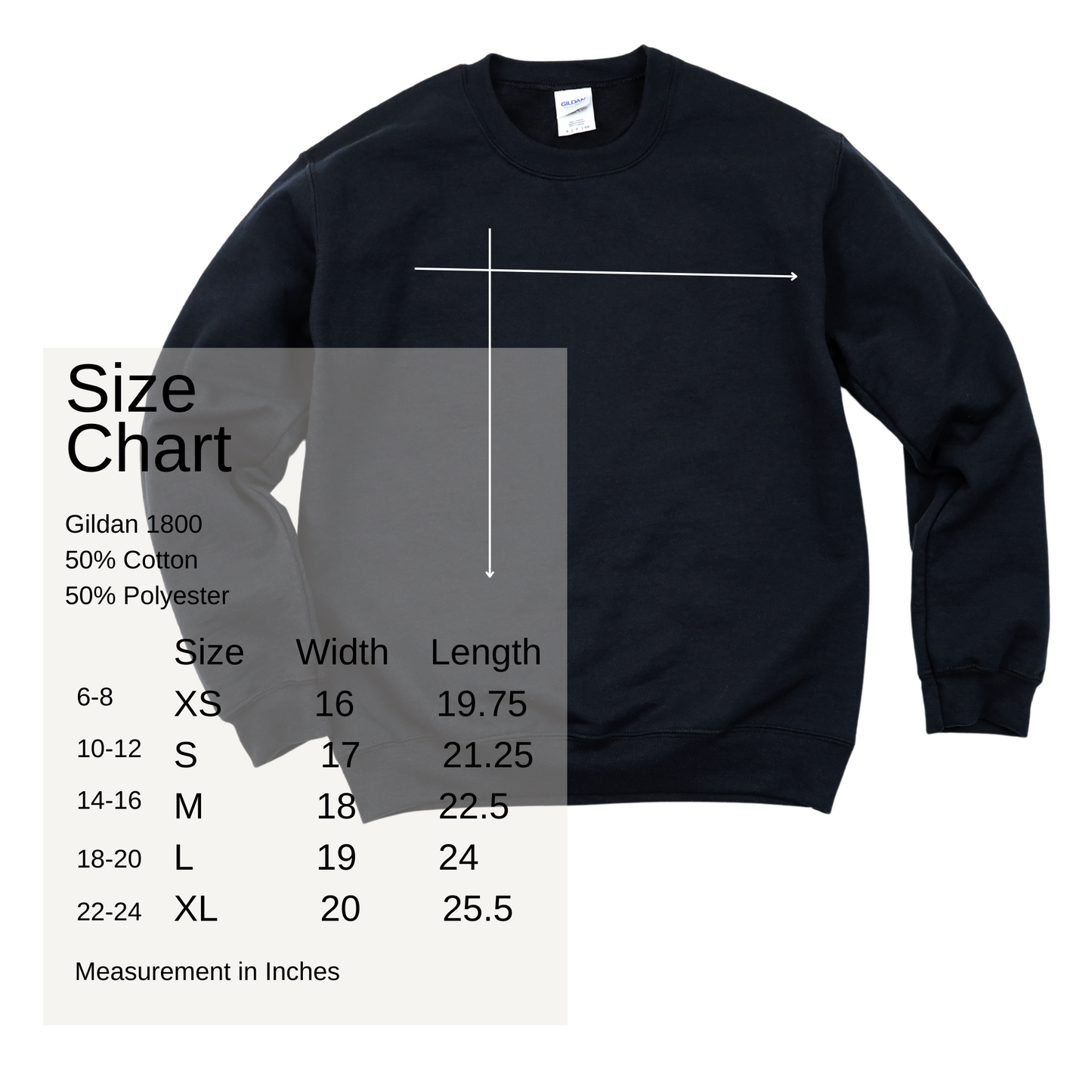 christmas sweatshirt size chart