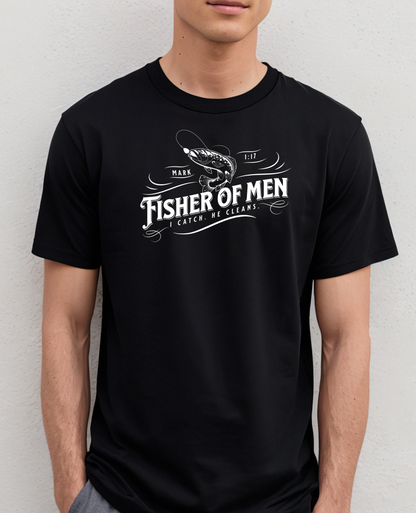 Black Fisher of Men christian t-shirt for men inspired by Matthew 4:19