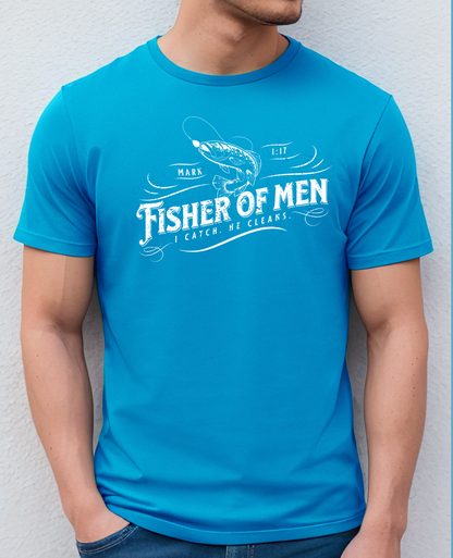 Neon BlueFisher of Men christian t-shirt for men inspired by Matthew 4:19