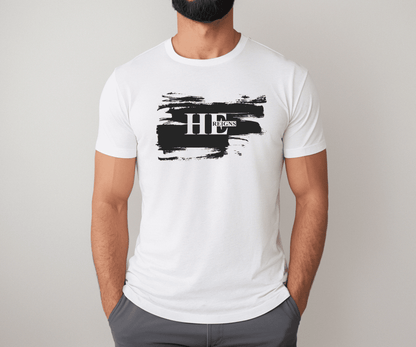 White Men’s Christian T-Shirt with Psalm 9:7 Bible Verse — The LORD reigns forever