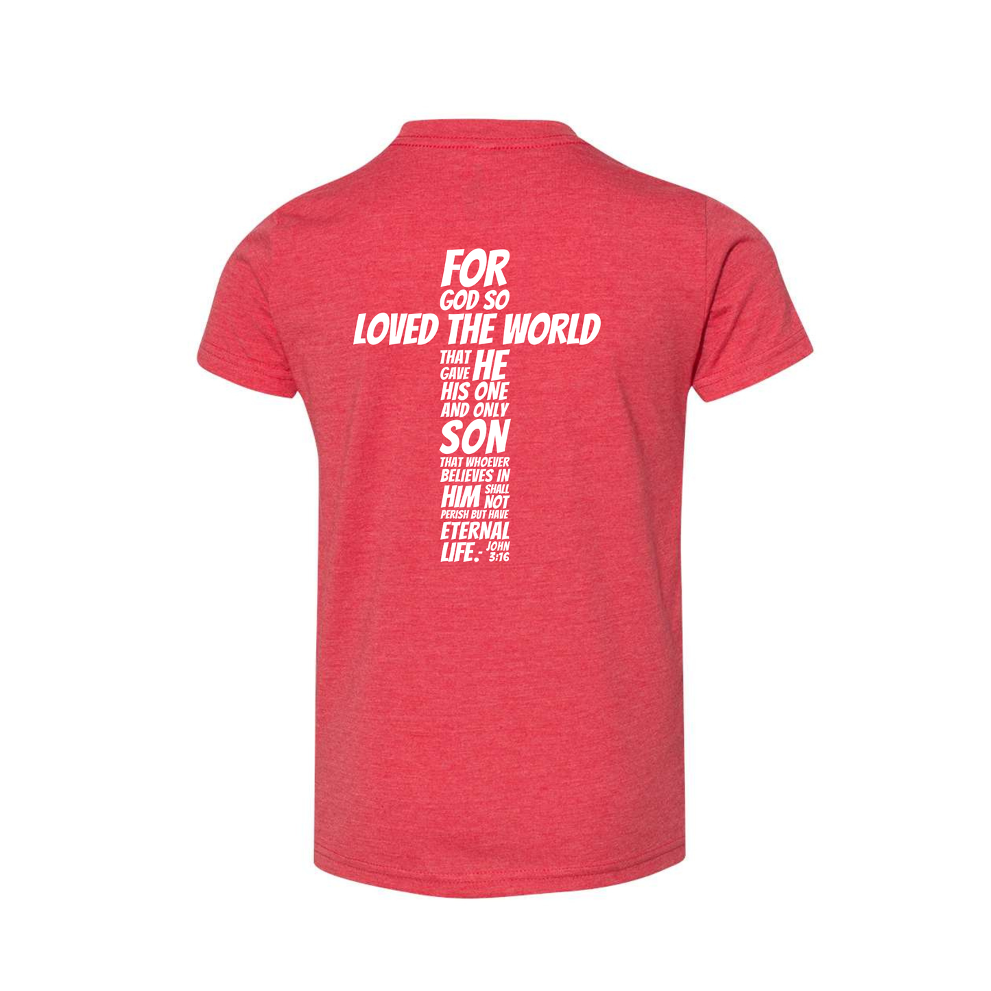 John 3:16 Kids Adult Long Sleeve Shirt - 'For God So Loved The World'.