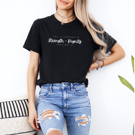 Proverbs31- Christian T-shirt fro Women in Black