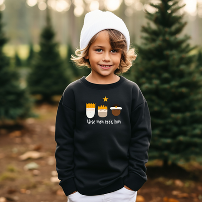 nspire your little ones with our 'Wise Men Still Seek Him' Kids Sweatshirt – perfect for church and Christmas celebrations.