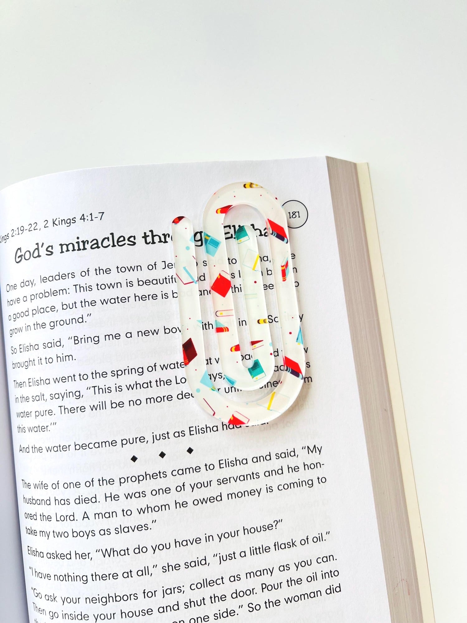 Book Lover Acrylic Bookmark with paperclip design and mini books