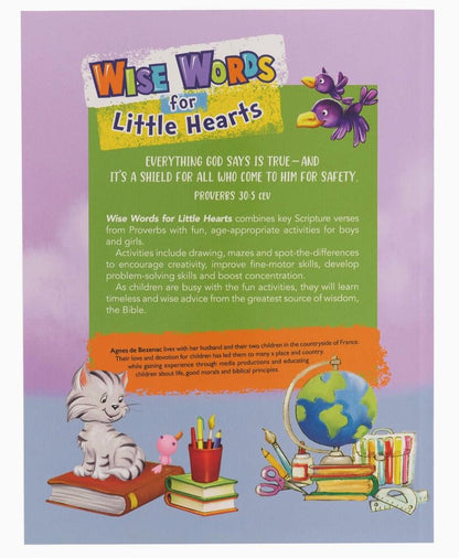 Wise Words for Little Hearts Christian coloring and activity book for kids based on Proverbs