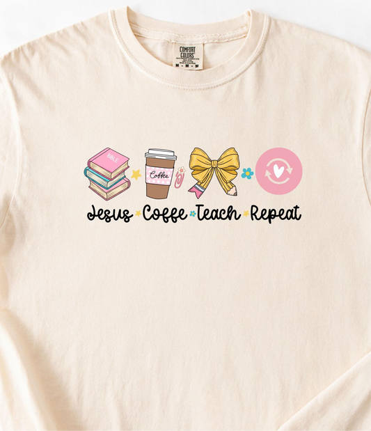 Jesus Coffee Teach Repeat Shirt – Christian Teacher Tee, - Aboundinfaith
