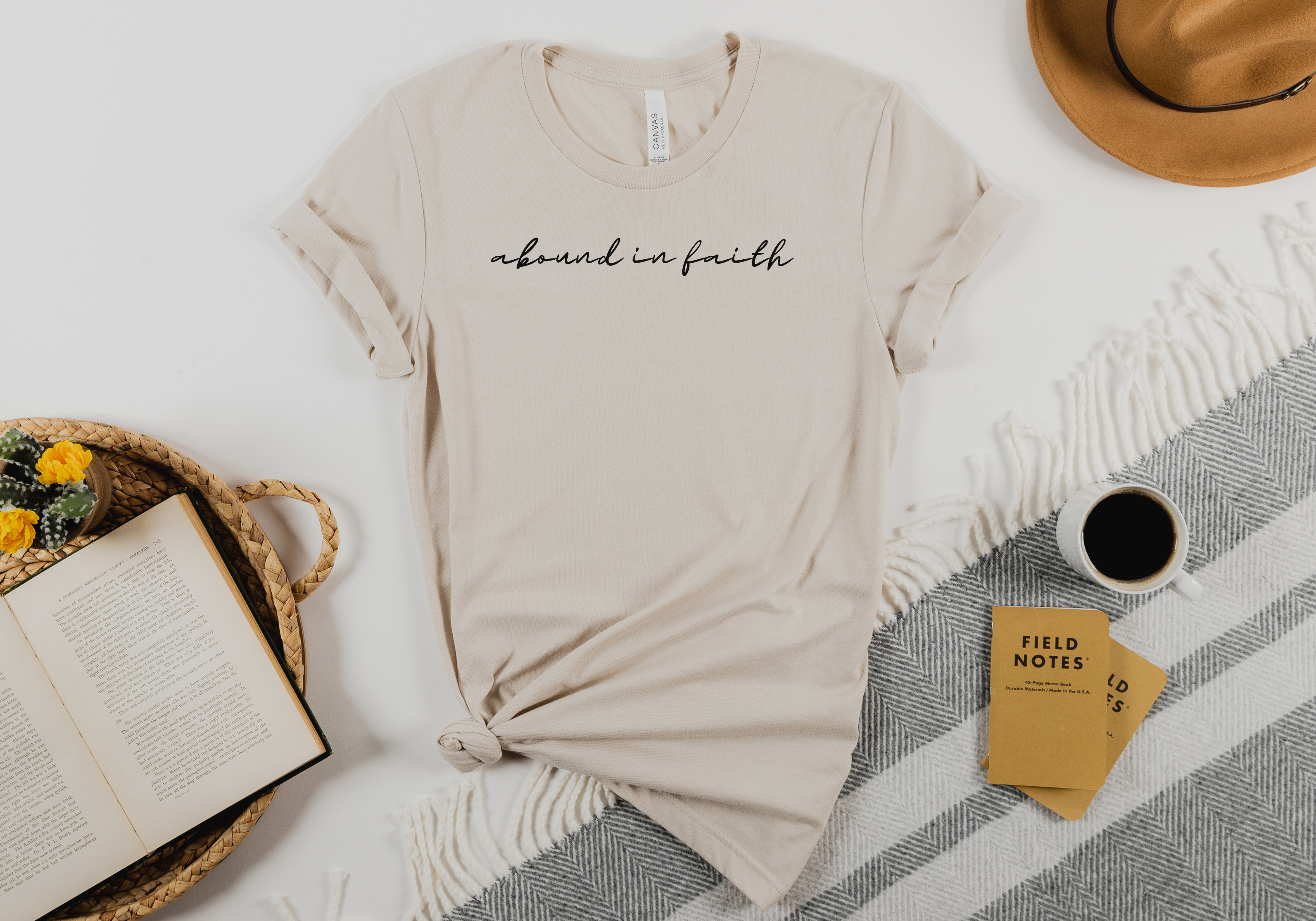 Abound In Faith Women Shirt in Heather Dust. 