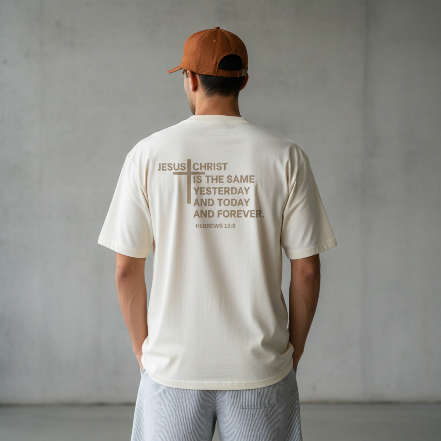 Jesus Christ Hebrews 13:8 tee back cross design - Abound in Faith