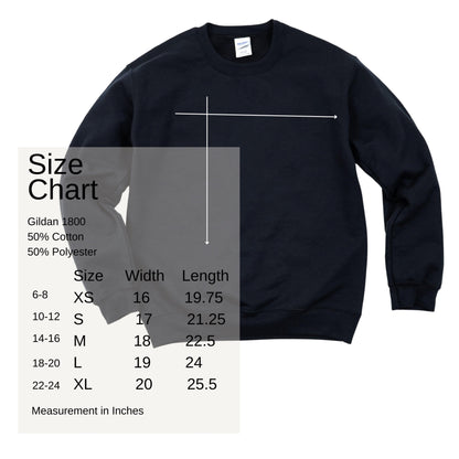 Gildan Crew neck sweatshirt Size chart