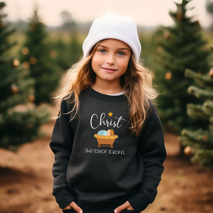 Christ the Savior Is Born Shirt | Christian Christmas T-Shirt, Hoodie & Sweatshirt | Manger Design For Boys and Girls This Holiday Season