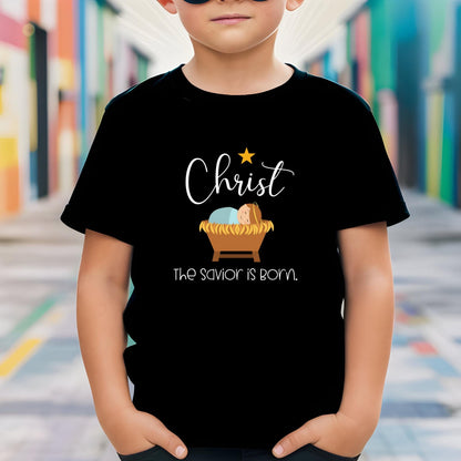 Christ the Savior Is Born Shirt | Christian Christmas T-Shirt, Hoodie & Sweatshirt | Manger Design For Boys and Girls This Holiday Season