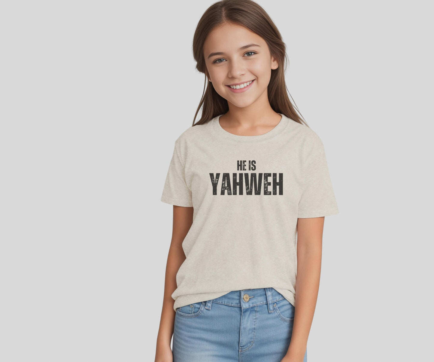 Yahweh christian kids tshirt. unisex shirt heather dust