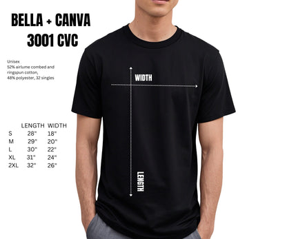 Bella Canvas unisex size chart