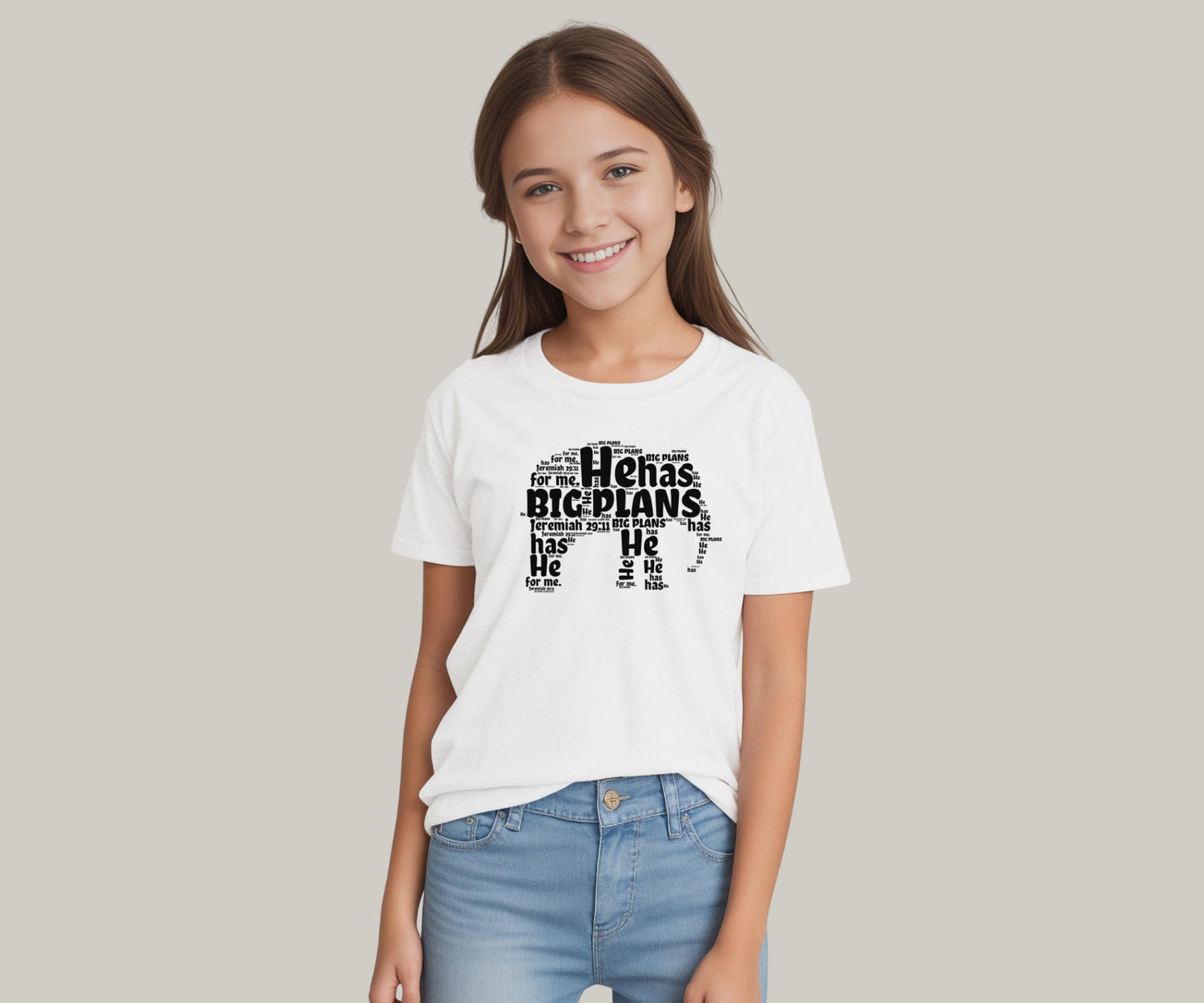 He has Big Plans For Me. Kids Tshirt. White christian Shirt